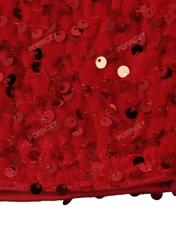 Women's Fashionable Sequined One-Shoulder Sexy Hip-Wrapped Hollow Strap Dress