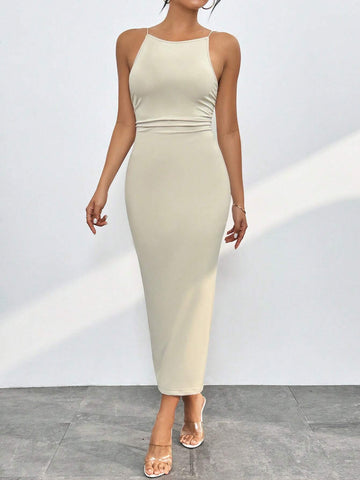 Women's Fashionable Solid Color Sleeveless Summer Dress