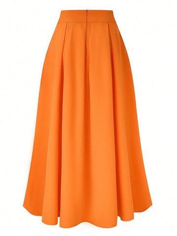 Women's Fashionable Solid Color Summer Midi Skirt