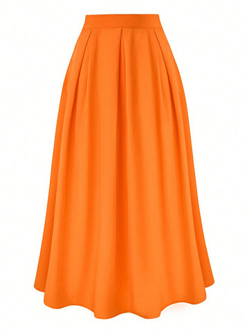Women's Fashionable Solid Color Summer Midi Skirt