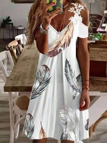 Women's Feather Printed Simple Daily Summer Dress