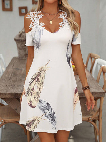 Women's Feather Printed Simple Daily Summer Dress