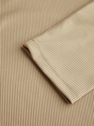 Women's Fitted Button Crew Neck Split Long Sleeve Dress