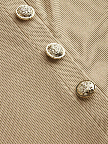 Women's Fitted Button Crew Neck Split Long Sleeve Dress