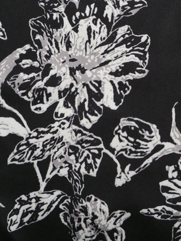 Women's Floral Print Notched Collar Curved Hem Vacation Casual Shirt