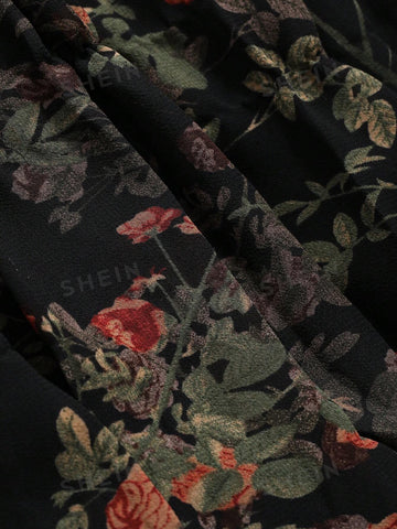 Women's Floral Print Pleated Skirt