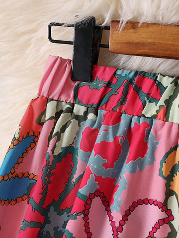Women's Floral Printed Long Knee-Length Skirt