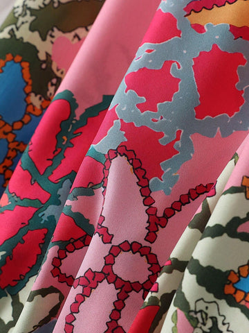 Women's Floral Printed Long Knee-Length Skirt