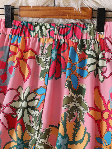 Women's Floral Printed Long Knee-Length Skirt