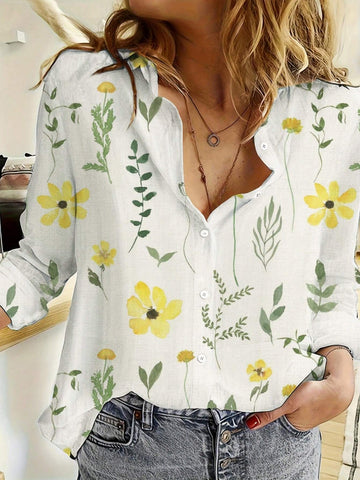 Women's Floral Printed Long Sleeve Shirt