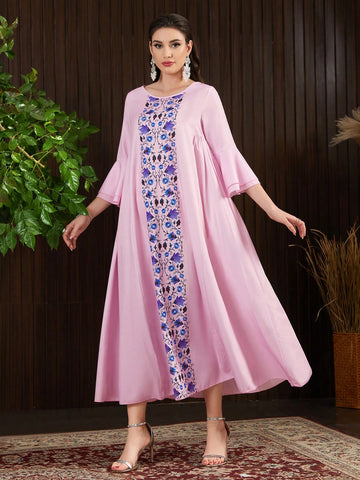 Women's Floral Printed Ruffle Sleeve Dress