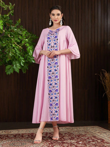 Women's Floral Printed Ruffle Sleeve Dress