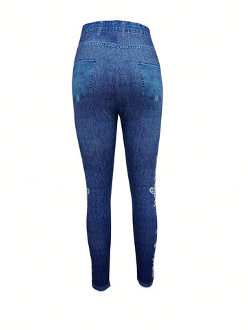 Women's Floral Printed Skinny Jeans