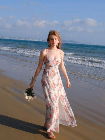 Women's Floral Printed Spaghetti Strap Dress