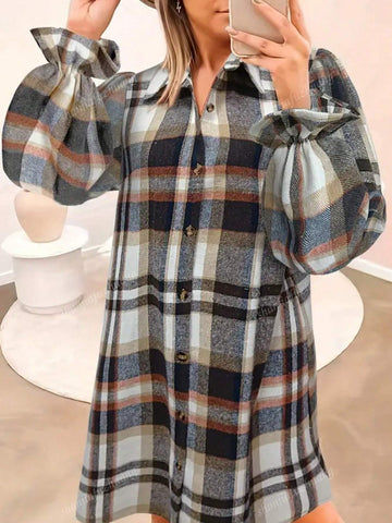 1pc Women Solid Commuter Style Simple Long Sleeve Personality Accessory Shirt