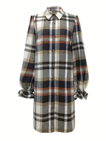 1pc Women Solid Commuter Style Simple Long Sleeve Personality Accessory Shirt