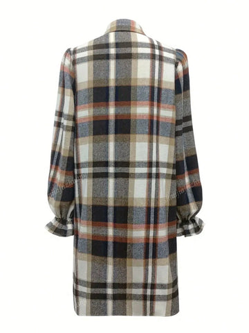 Women's Front Button Long Sleeve Plaid Simple Shirt, Casual Daily Wear