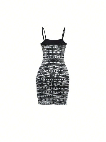 Women's Glamorous Sexy Sheer Strap Rhinestone Embellished Bodycon Dress