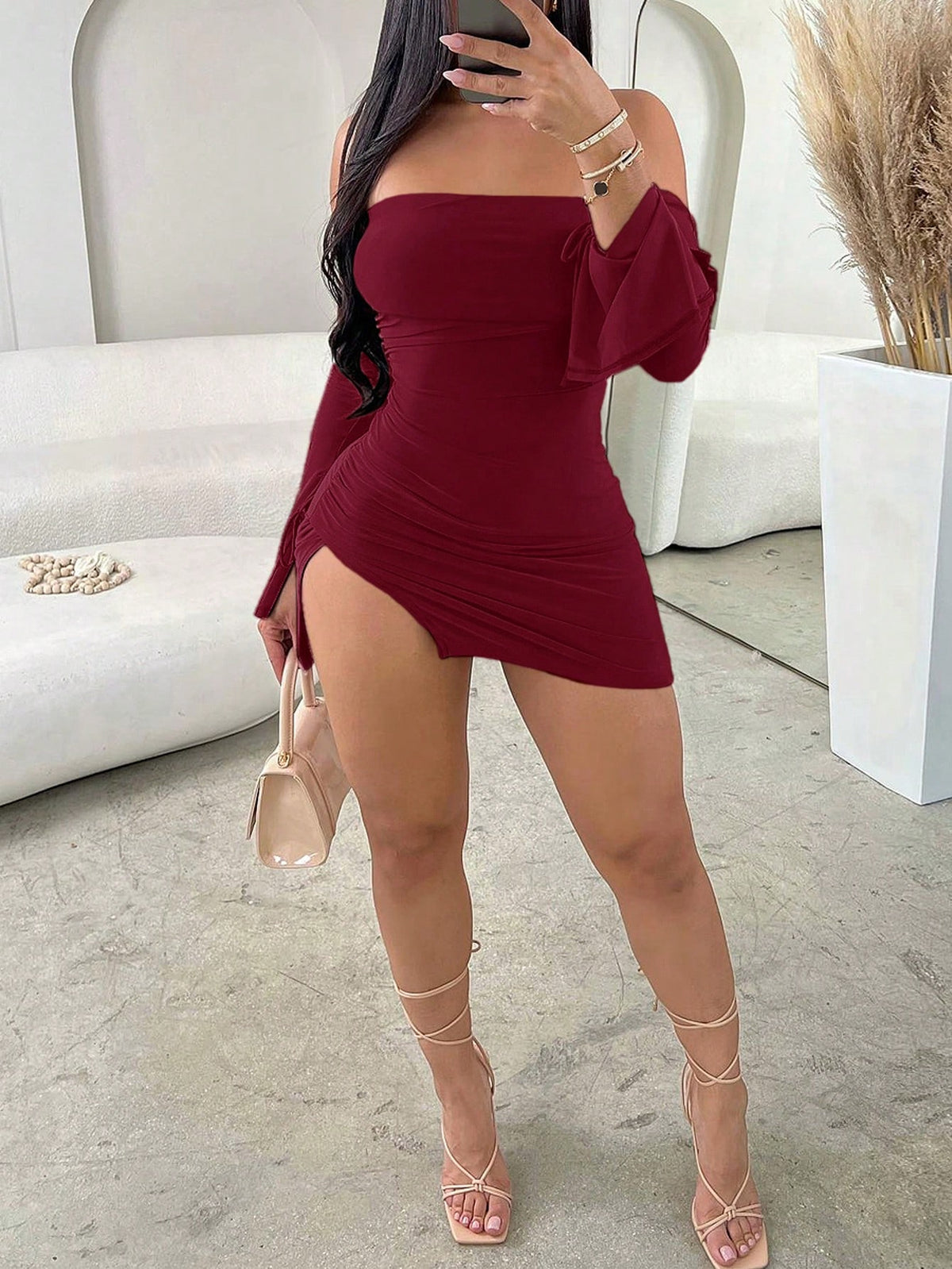 Women's Glamour Party Elegant Sleeveless Slit Mini Dress