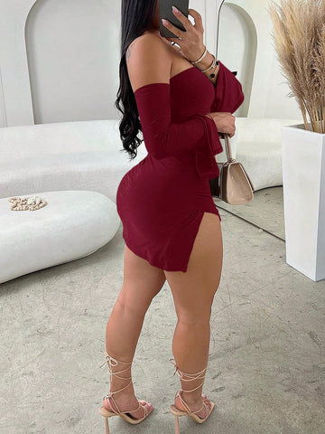 Women's Glamour Party Elegant Sleeveless Slit Mini Dress