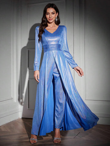 Women's Glitter High Slit Jumpsuit