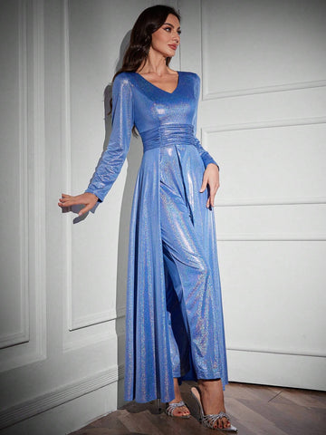 Women's Glitter High Slit Jumpsuit