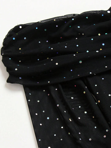 Women's Glitter Off Shoulder Bodycon Dress