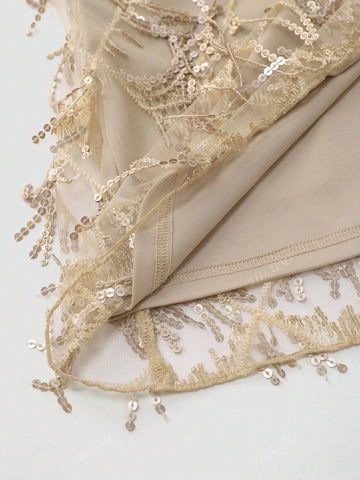 Women's Glitter Spaghetti Strap Formal Evening Party Dress