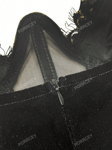 Women's Halter Neck Backless Split Hem Bodycon Party Dress