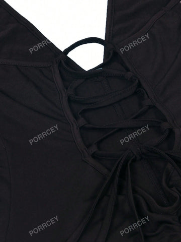 Women's Halter Neck Hot Diamond Sexy Deep V Party Dinner Romper