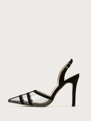 Women's High-Heeled Shoes Black Sexy High-Heeled Shoes Fashionable Strap Heeled Shoes