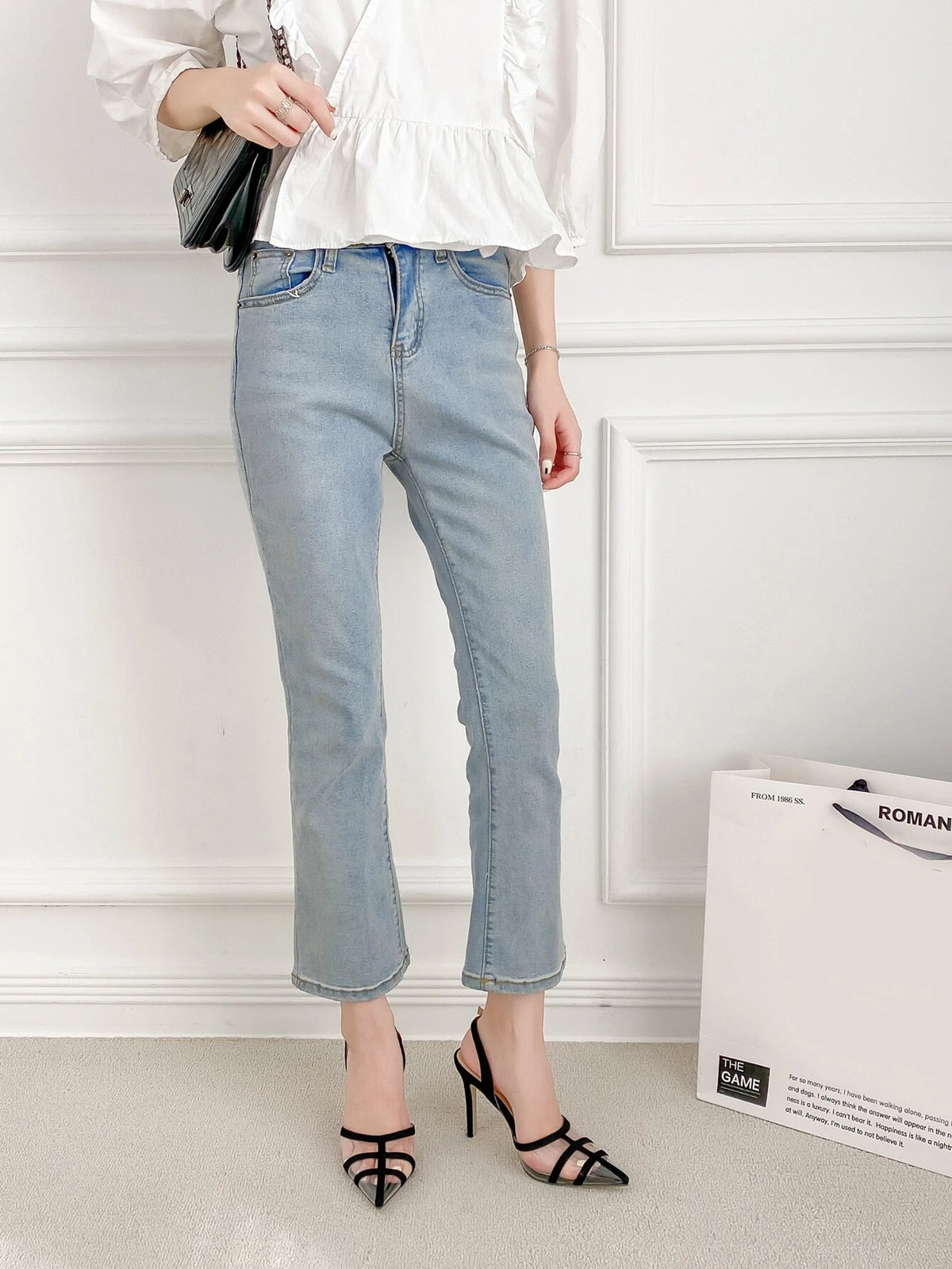 Women's High-Heeled Shoes Black Sexy High-Heeled Shoes Fashionable Strap Heeled Shoes