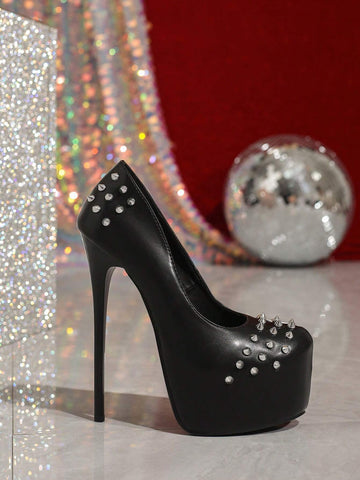 Women's High Heel Fashion Pumps With Citrus Decor, Shallow Toe, Sexy Ultra-High Stiletto Heel,