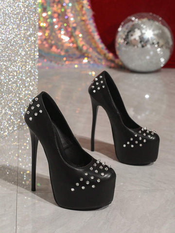 Women's High Heel Fashion Pumps With Citrus Decor, Shallow Toe, Sexy Ultra-High Stiletto Heel,