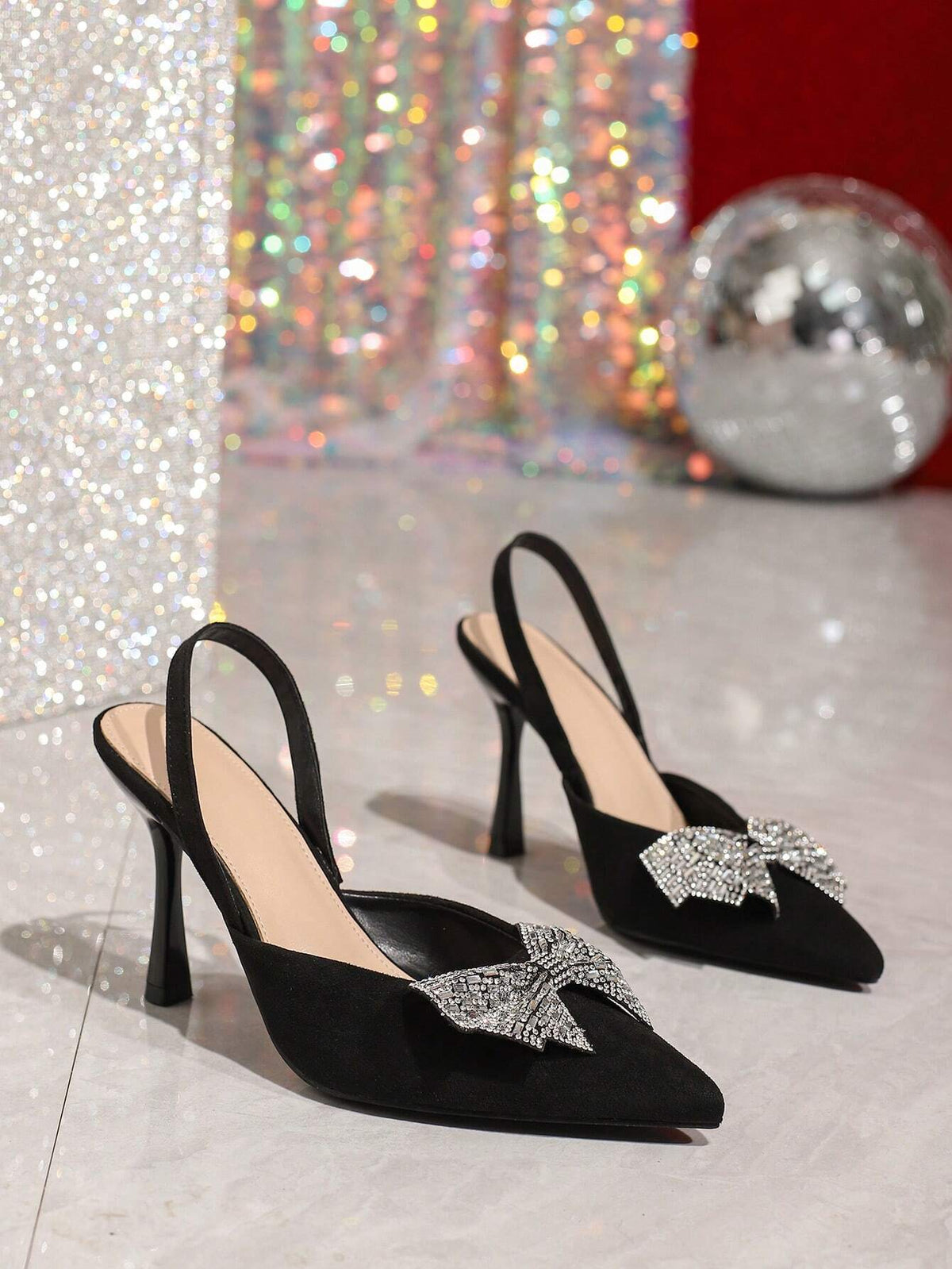 Women's High Heel Pointed Toe Stiletto Heels With Rhinestone Butterfly Ankle Strap,