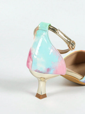 Women's High Heel Pumps, Elegant & Fashionable Rainbow Holographic Metallic Finish Stilettos, Stylish