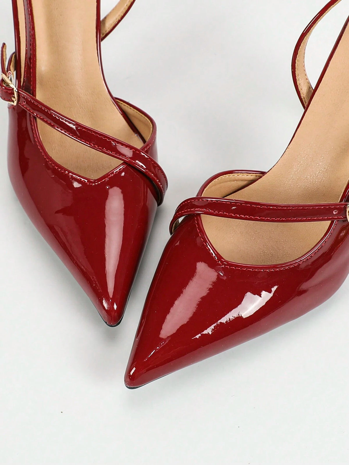 Women's High Heel Pumps, Fashion Multi-Strap Buckle Sexy Red Pointed Toe Slingback Elegant Back Strap Stiletto Sandals, Spring & Autumn