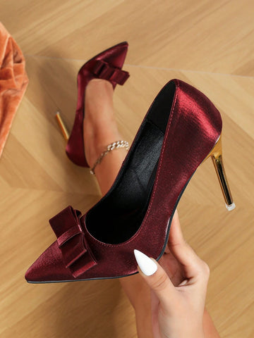 Women's High Heel Pumps Pointed Toe Bow Women's Wedding Shoes