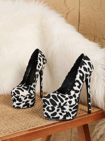 Women's High Heel Pumps Round Toe Color Block Floral Pattern Sexy Formal