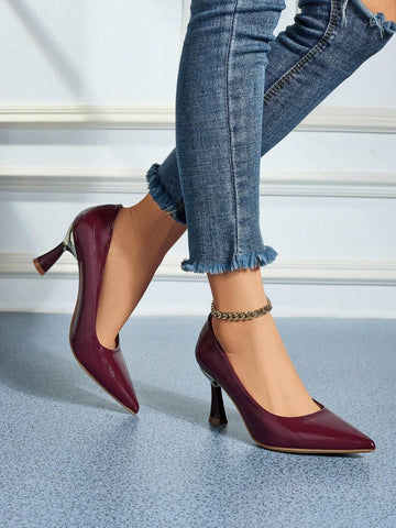 Women's High Heel Shoes, Pointed Toe Shallow Mouth Slim Heel Casual High Heels, Plus Size Women's