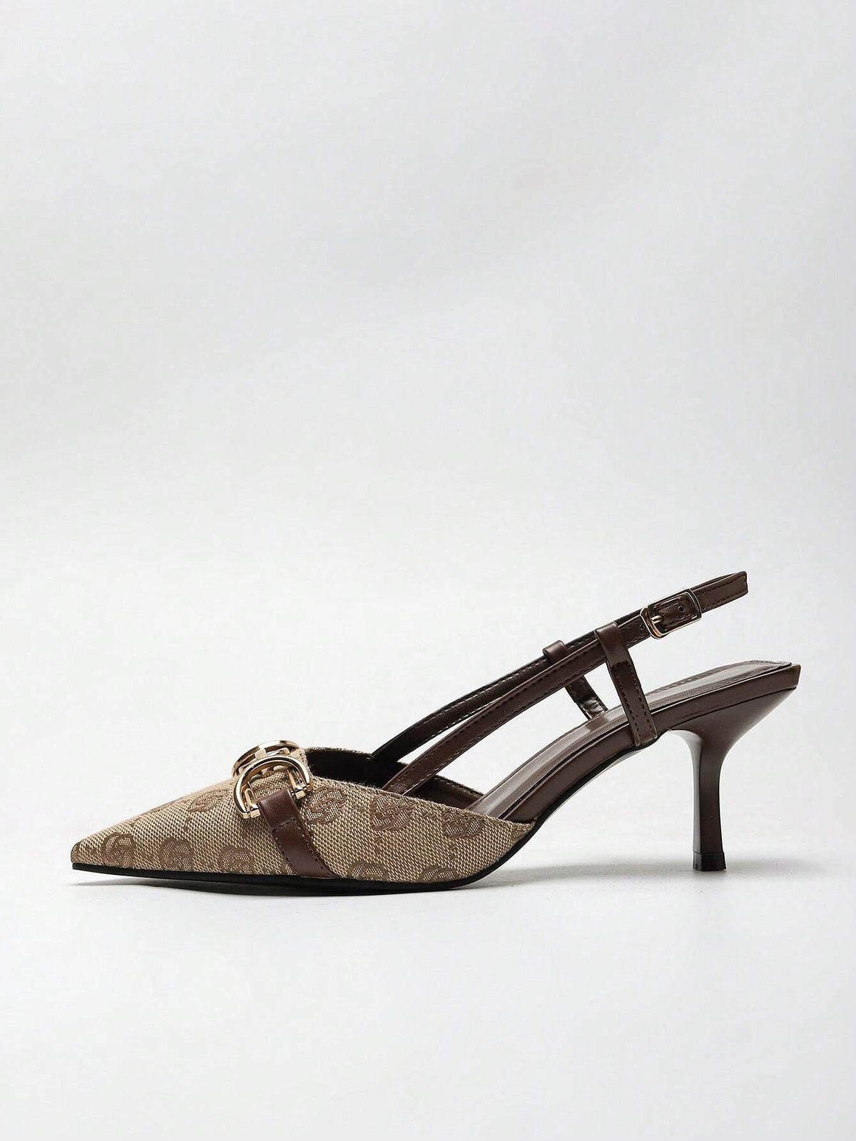 Women's High Heeled Pointed Toe Shoes With Buckle, Retro Vintage Floral Embroidery And Back Straps