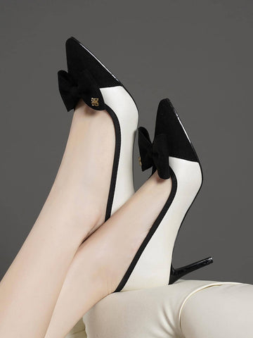 Women's High Heeled Shoes With Bowknot Decoration And Thin Heel