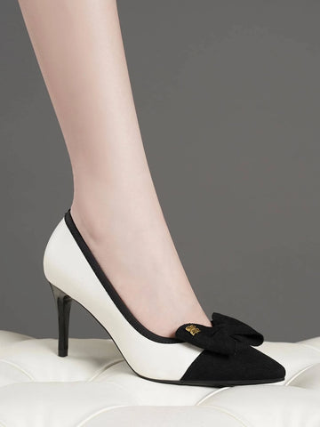 Women's High Heeled Shoes With Bowknot Decoration And Thin Heel