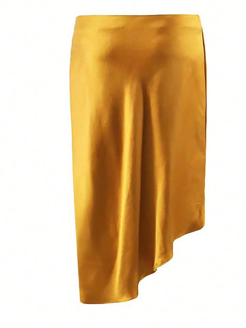 Women's High Side Split Golden Skirt