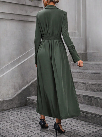 Women's High Slit Shirt Dress