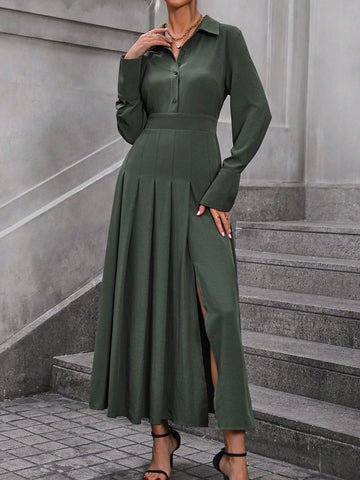Women's High Slit Shirt Dress