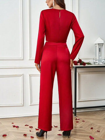 Women's Irregular Hem Top And Pants Set