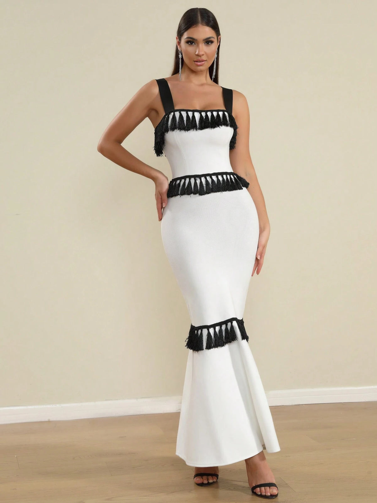 Women's LOVE Aing Tassel Strap Mermaid Silhouette Fashion Party Bandage Dress