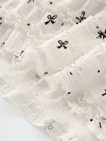 Women's Lace Polka Dot Bow Print Slim Fit Bodycon Skirt