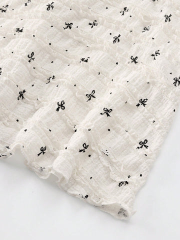 Women's Lace Polka Dot Bow Print Slim Fit Bodycon Skirt